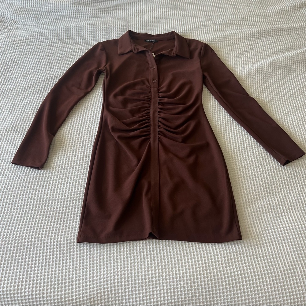 Zara brown long sleeve dress